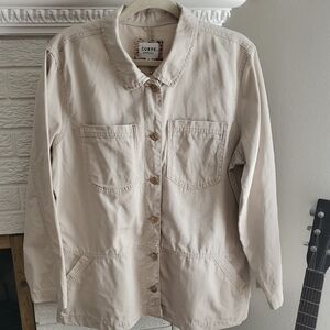 Curve Appeal Women's Tan Cream Cotton Utility Barn Light Spring Jacket Sz XL